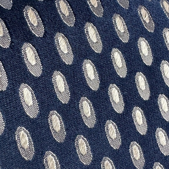 Paul Smith Tie Silk Made in England Navy Blue Metallic Champagne Oval Geometric - Picture 4 of 11